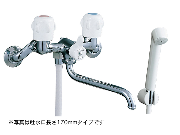 [浴槽・洗い場兼用・壁付型] ２ハンドルシャワーバス水栓（吐水口長さ170mm）