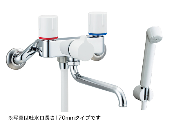 [浴槽・洗い場兼用・壁付型] ２ハンドルシャワーバス水栓 ノルマーレＳ（吐水口長さ220mm）